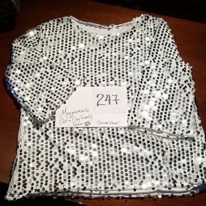 Silver Sequin Top 3/4 sleeves